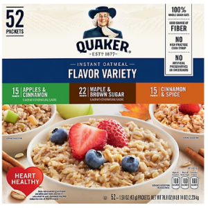 Quaker Instant Oatmeal Variety Pack, 52 pk./1.46 oz @ BJs