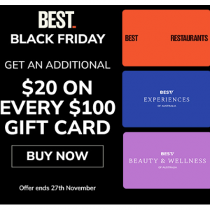 Black Friday: Get An Additional AU$20 On Every AU$100 Gift Card @ Best Gift Cards