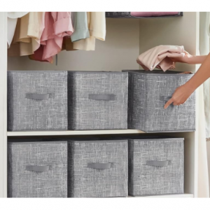 SONGMICS Storage Cubes, 11-Inch Non-Woven Fabric Bins with Double Handles, Set of 6 @ Amazon