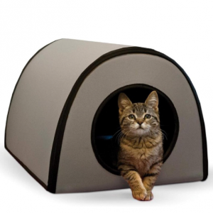 K&H Pet Products Thermo Mod Kitty Shelter Waterproof Outdoor Heated Cat House Gray @ Amazon