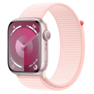 手慢無！Amazon - Apple Watch Series 9 蘋果手表S9[GPS 45mm]亮粉色尼龍運動表帶熱賣