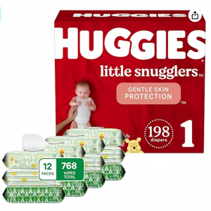 Huggies Little Snugglers纸尿裤尿不湿和 Huggies Pull-Ups宝宝训练裤加婴儿湿巾套装特卖 @ Amazon