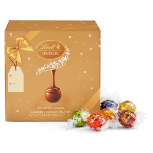 Lindt LINDOR Assorted Chocolate Truffles 90 Count Holiday Candy Gift Box, 38.4 oz. Box @ Amazon