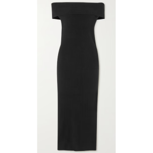 TOTEME Off-the-shoulder ribbed-knit midi dress