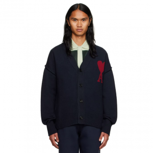 AMI PARIS Navy Ami de Cœur Cardigan