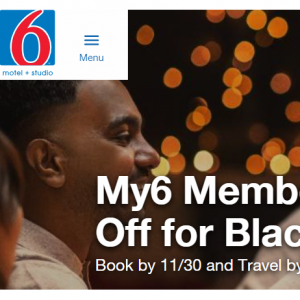 My6 Members Receive 12% Off for Black Friday @Motel 6 & Studio 6