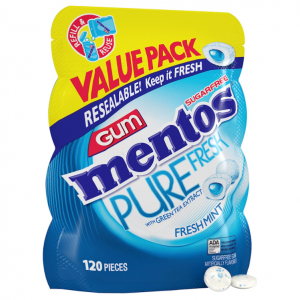 Mentos Pure Fresh Sugar-Free Chewing Gum with Xylitol, Fresh Mint, 120 Piece @ Amazon