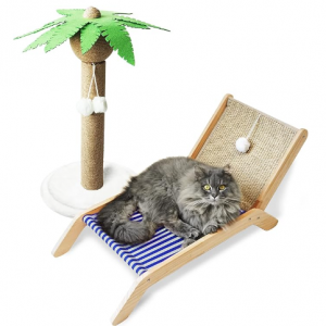 PETKARAY 猫咪沙滩椅搭配椰子树猫抓柱 @ Amazon