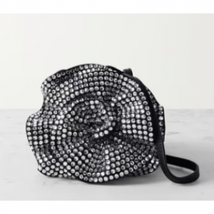 MAGDA BUTRYM Leather-trimmed crystal-embellished satin shoulder bag