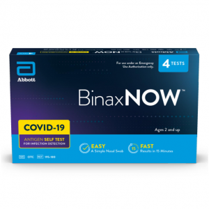 BinaxNOW COVID-19 Antigen Self Test, 1 Pack, 4 Tests Total @ Amazon