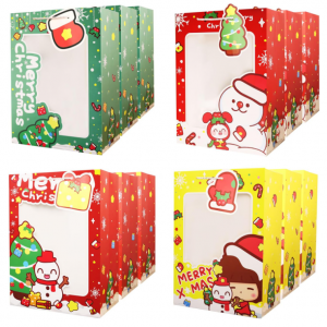 Padiaet 12 Pack 13.8" Large Christmas Gift Bags with Window and Tags, Xmas Paper Bags with Handles