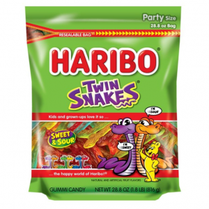 HARIBO Gummi Candy Twin Snakes - Party Size 28.8 oz. Resealable Stand Up Bag @ Amazon