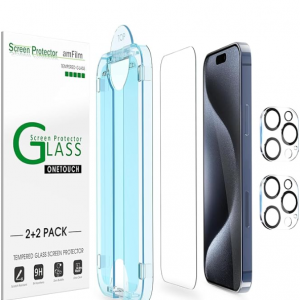 amFilm OneTouch Screen Protector Tempered Glass + Camera Lens Protector for $5.32