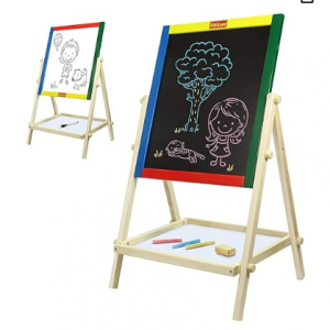 Kidzlane Art Easel for Kids 2-4 | Wooden Toddler Easel | Double Sided Standing Chalkboard @ Amazon
