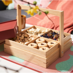 FÖSSTA 四格点心篮 木制红盖