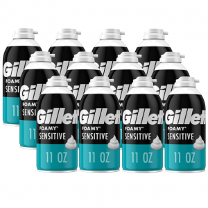 Gillette 敏感肌專用剃須泡沫 11 oz 12瓶超值裝 @ Amazon
