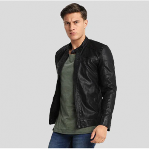 NYC Leather Jacket Drew Black Motorcycle 皮革夹克