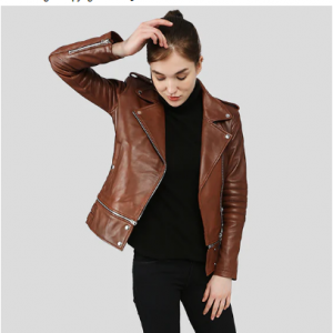 NYC Leather Jacket Letitia Brown Biker 皮革夹克