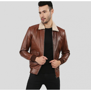 NYC Leather Jacket Marcel Brown Bomber 皮革夹克