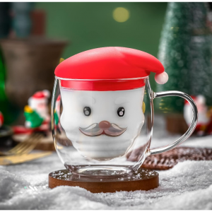 Sattyge 12oz 聖誕老人雙層玻璃杯 帶勺子 @ Amazon