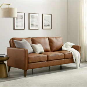 Hillsdale Jianna Faux Leather Sofa, Saddle Brown @ Walmart