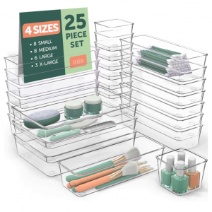 Ruboxa Clear Drawer Organizer, [25 PCS] Plastic Organizers @ Amazon