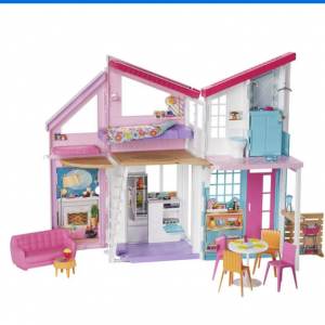 Walmart - 芭比马里布屋娃娃屋玩具套装，含 25 件以上家具和配件（6 个房间），直降$50