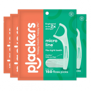Plackers Micro Mint Dental Flossers, Fresh Mint Flavor, 150 Count (Pack of 4) @ Amazon