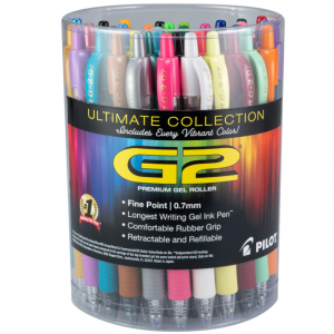 Pilot, G2 Premium Gel Roller Pens, Fine Point 0.7 mm, Assorted Colors, Tub of 36 @ Amazon