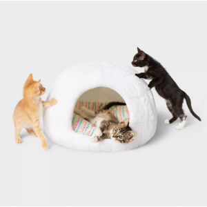 Gingerbread Playhouse Snow Fort Cave Cat Enclosed Bed - Wondershop™ White S @ Target