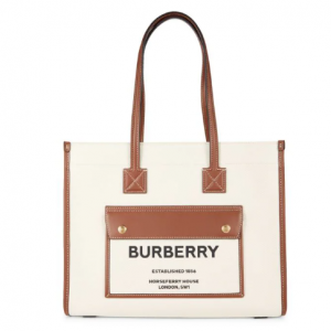 Saks OFF 5TH官网 BURBERRY Freya Logo 帆布托特包额外75折热卖  