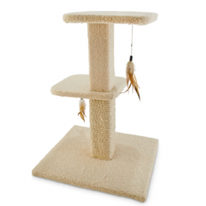 EveryYay Lookout Loft 2 层猫树，带抓柱和玩具，18.25 英寸长 X 18.25 英寸宽 X 25 英寸高 - 钙