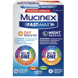 Mucinex Fast-Max Maximum Strength Cold & Flu Day and Night Medicine, All-in-One Multi-Symptom Reli