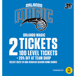 NBA - Orlando Magic: Two -100 Level Tickets + 20% off at Team Store, eVoucher for $109.99 @Costco