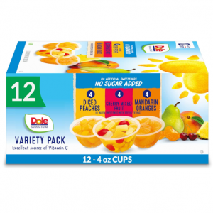 Dole Fruit Bowls No Sugar Added Variety Pack, 4oz, 12 Cups @ Amazon