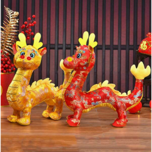 1pc 2024 Chinese New Year Lucky Plush Dragon Doll, Cartoon Cute New Year Dragon Toy