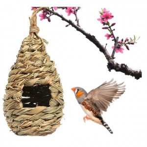 SunGrow 编织巢、食物喂食器、笼配件、户外悬挂雀和蜂鸟鸟屋