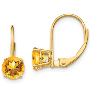 60% off 14k Yellow Gold 6mm Citrine Leverback Earrings @Goldia