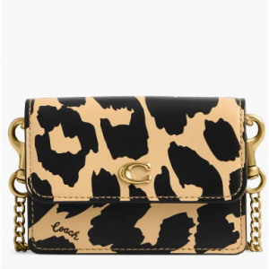 51% Off Coach Leopard Print Leather Half Flap Crossbody Card Case @ Nordstrom