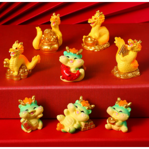 Beeveer 8件 2024年农历新年装饰品树脂幸运龙