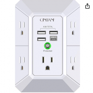 Amazon.com - QINLIANF 5xAC交流 + 3A1C 智能電湧保護牆插/插線板 ，5折