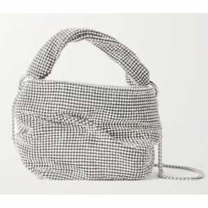 JIMMY CHOO Bonny leather-trimmed crystal-embellished mesh shoulder bag