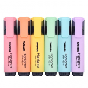 TWOHANDS Highlighter,Chisel Tip Marker Pen,6 Assorted Pastel Colors @ Amazon