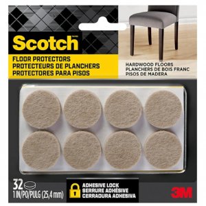 Scotch Felt Pads, Felt Furniture Pads for Protecting Hardwood Floors, Round, 1 in. Diameter, Beige
