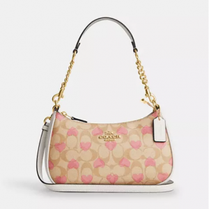 Coach Teri Shoulder Bag In Signature Canvas With Heart Print
