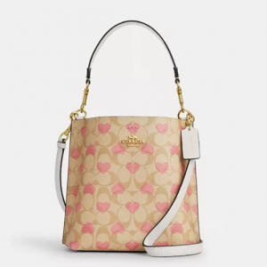 Coach Mollie Bucket Bag 22 In Signature Canvas With Heart Print