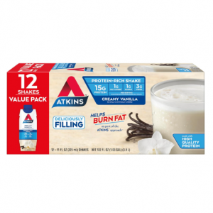 Atkins Creamy Vanilla Protein Shake, 15g Protein, 12 Count @ Amazon