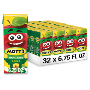 Mott's 100 Percent Original Apple Juice, 6.75 fl oz boxes, 32 Count (4 Packs of 8) @ Amazon