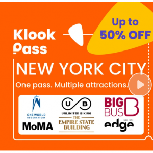 Klook - 紐約城市通行證Klook Pass ，現價$66.60 