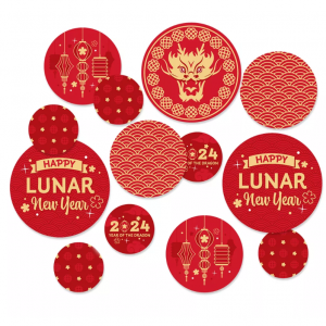 2024 年龙年巨型圆形五彩纸屑 - 派对装饰品 - 大五彩纸屑 27 片